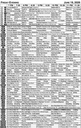 FRIDAY EVENING TV LISTINGS
